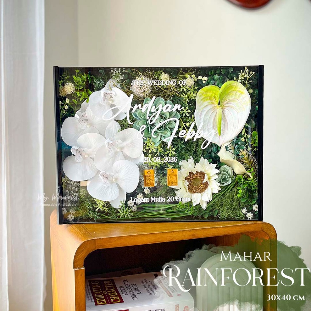 Mahar Rainforest  Frame Full Akrilik Bunga Rustic Mahar Pernikahan