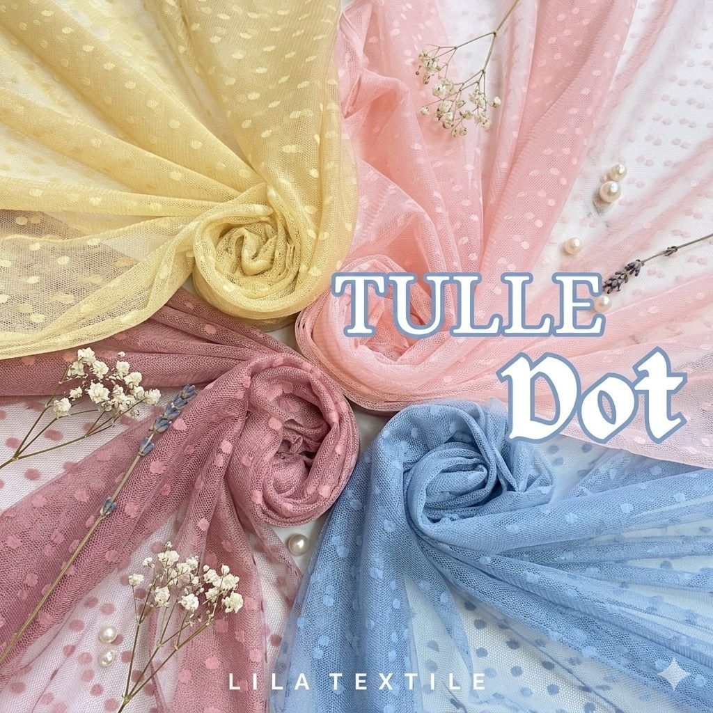 TILE DOT PREMIUM , Tile polkadot , tulle dot variasi gamis(HARGA PER SETENGAH METER)