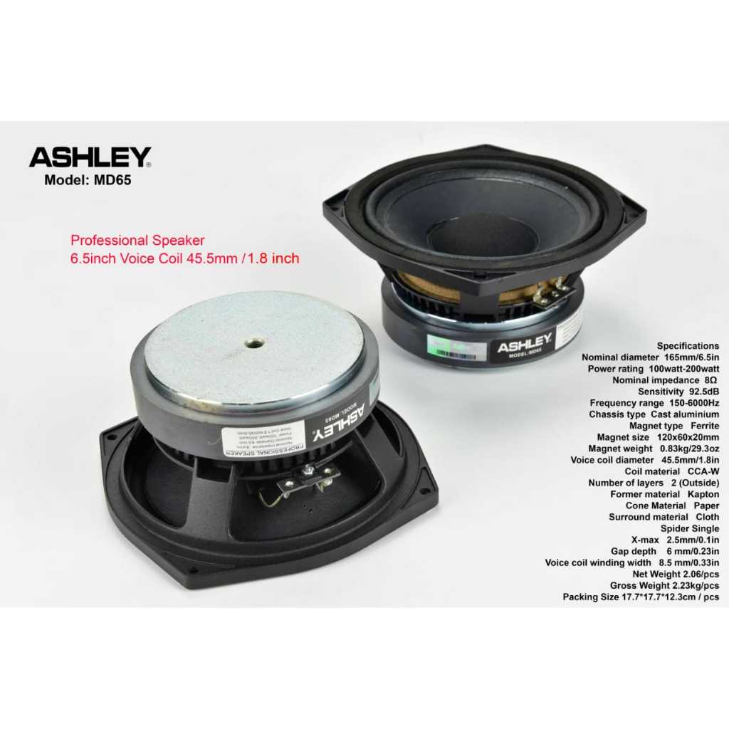 Speaker komponen 6.5inch Ashley md65 md 65 md6.5inch Original Ashley