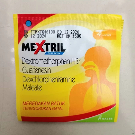 Obat MEXTRIL 1 STRIP @ 4 TABLET | Sakit Batuk Flu Tenggorokan Gatal