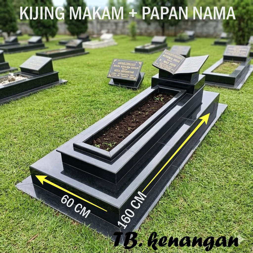 kijing makam plus dudukan nama sudah fullset 2  trap 160 x 60 bahan granit gratis packing