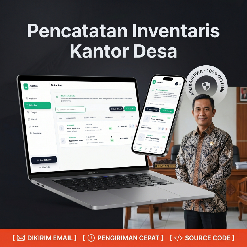 Source Code Aplikasi Inventaris Aset Desa Web Offline PWA QR Code White Label