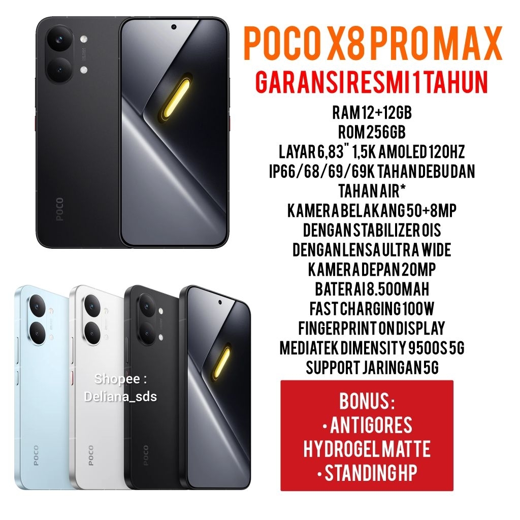Poco X8 Pro Max 5G 12/256 12+12/256 24/256 Garansi Resmi 1 Tahun Poco X8 Pro Max 12/256 Poco X8 Pro 