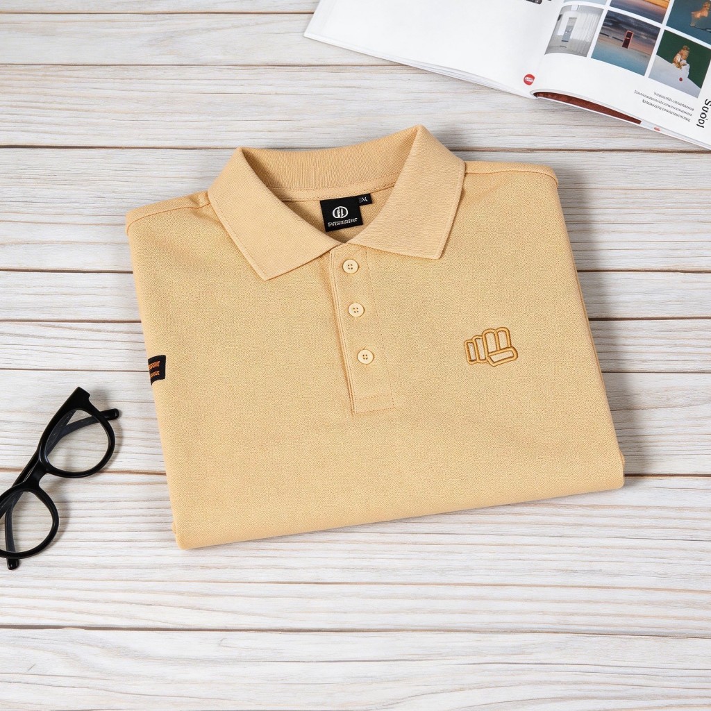 Beige Polo Shirt Pique CVC 24s