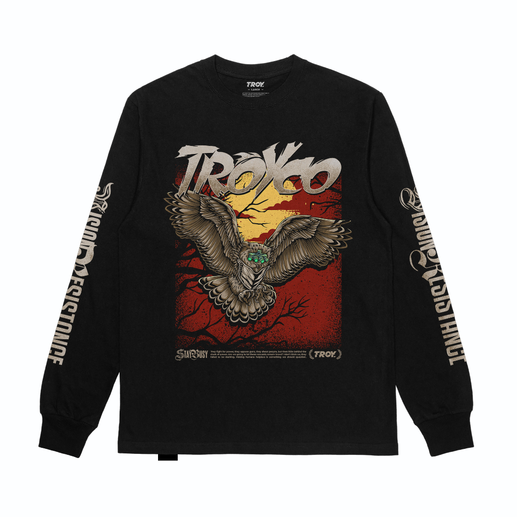 Troy Company Longsleeve Black Resistance - Kaos Pria Lengan Panjang Hitam LSD 3585
