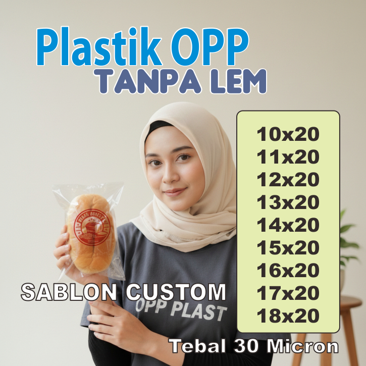 Plastik OPP TANPA LEM 10x20/11x20/12x20/13x20/14x20/15x20/16x20/17x20/18x20 Tebal 30 Micron