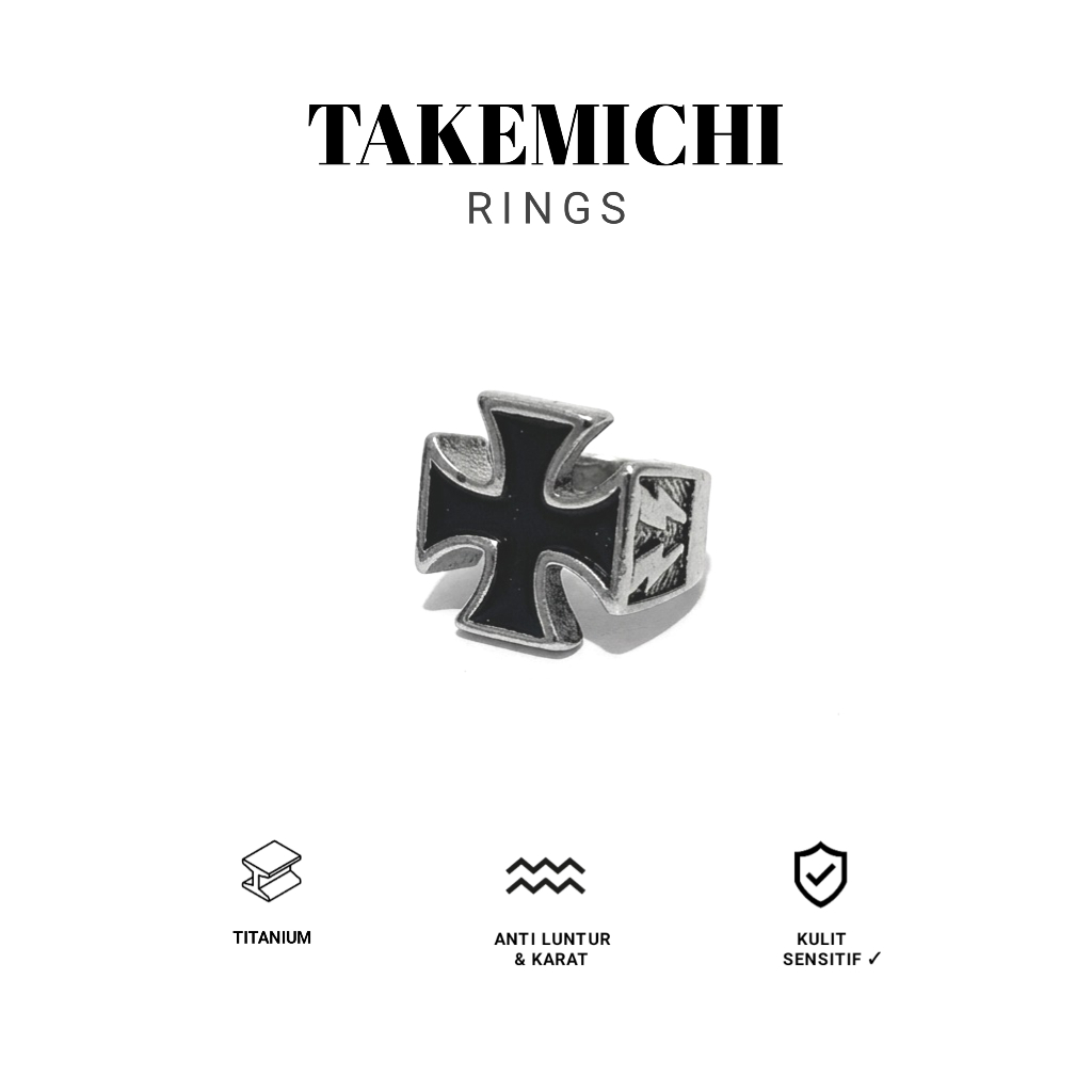 Cincin Takemichi Royal Knight Skull Ring Titanium Cincin Salib Titanium Cincin Titanium Unisex Anti 