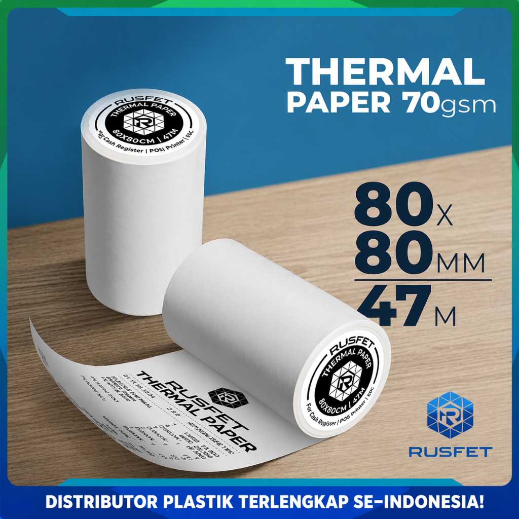 Label Termal Core Non Stiker 8cm x 8cm Paper Thermal Core NonSticker Untuk Printer Bluetooth Rusfet