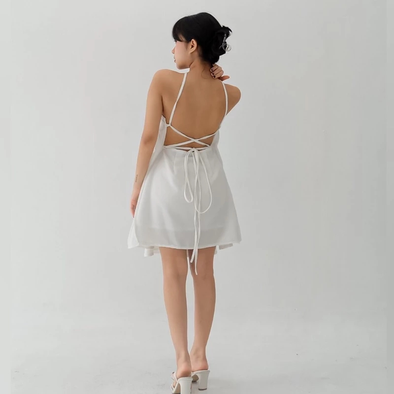 Ara Mini Backless Dress / Beach Dress / Off Shoulders / Mini Dress Seksi Tali Punggung Big Size To X