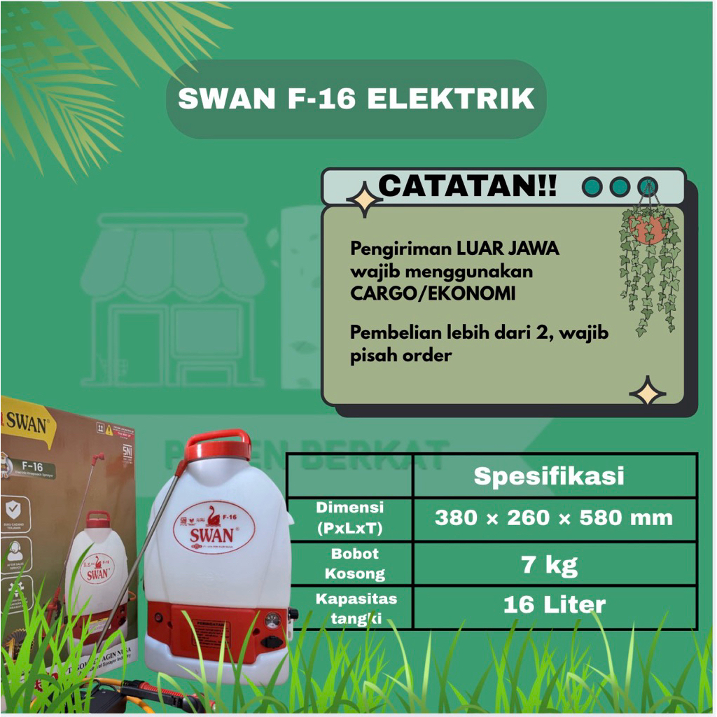 SPRAYER ELEKTRIK SWAN F-16 | semprotan tanaman