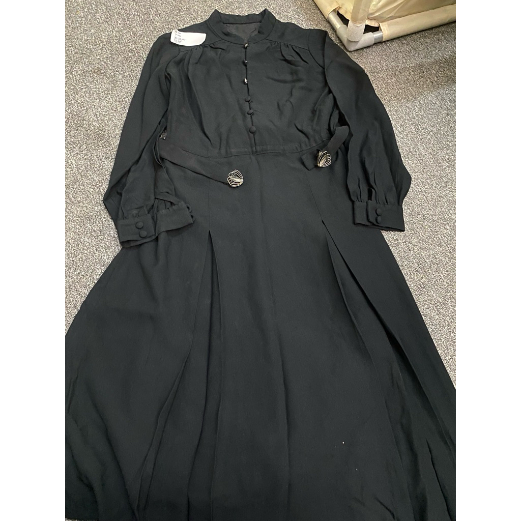 preloved dress tunik atasan wanita hitam tebal aksen tali kupu kupu (B29)