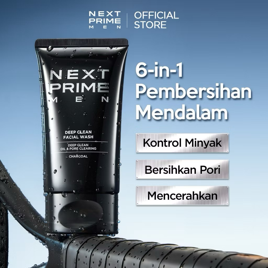 Sabun Cuci Muka Pria Next Prime Men Charcoal – Deep Clean 6in1, Anti Minyak & Bersihkan Pori