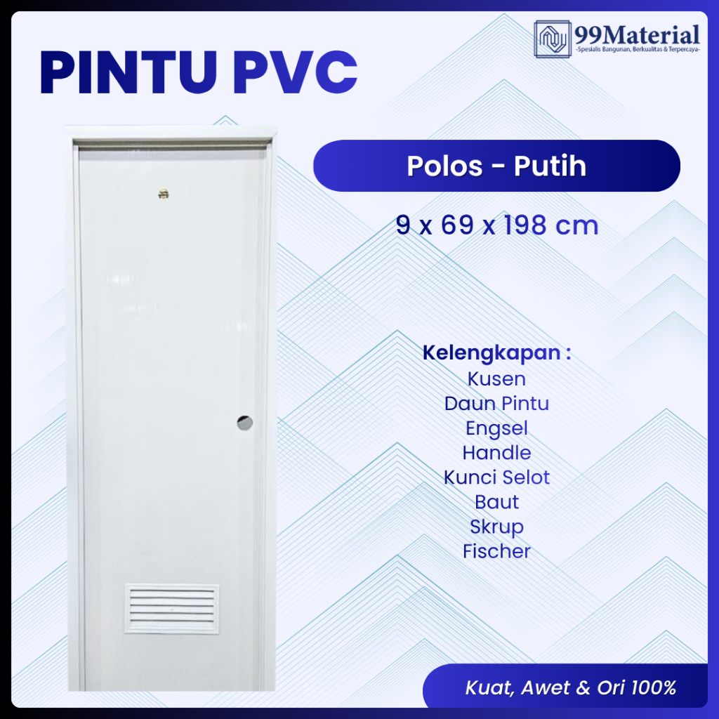 Pintu PVC Kamar Mandi Motif Polos Bahan Tebal, Awet, Komplit