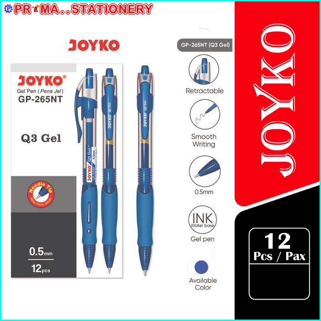 (1 PAX / 12 PCS) Pulpen Joyko GP-265NT Tinta Biru / Gel Pen Joyko GP-265NT