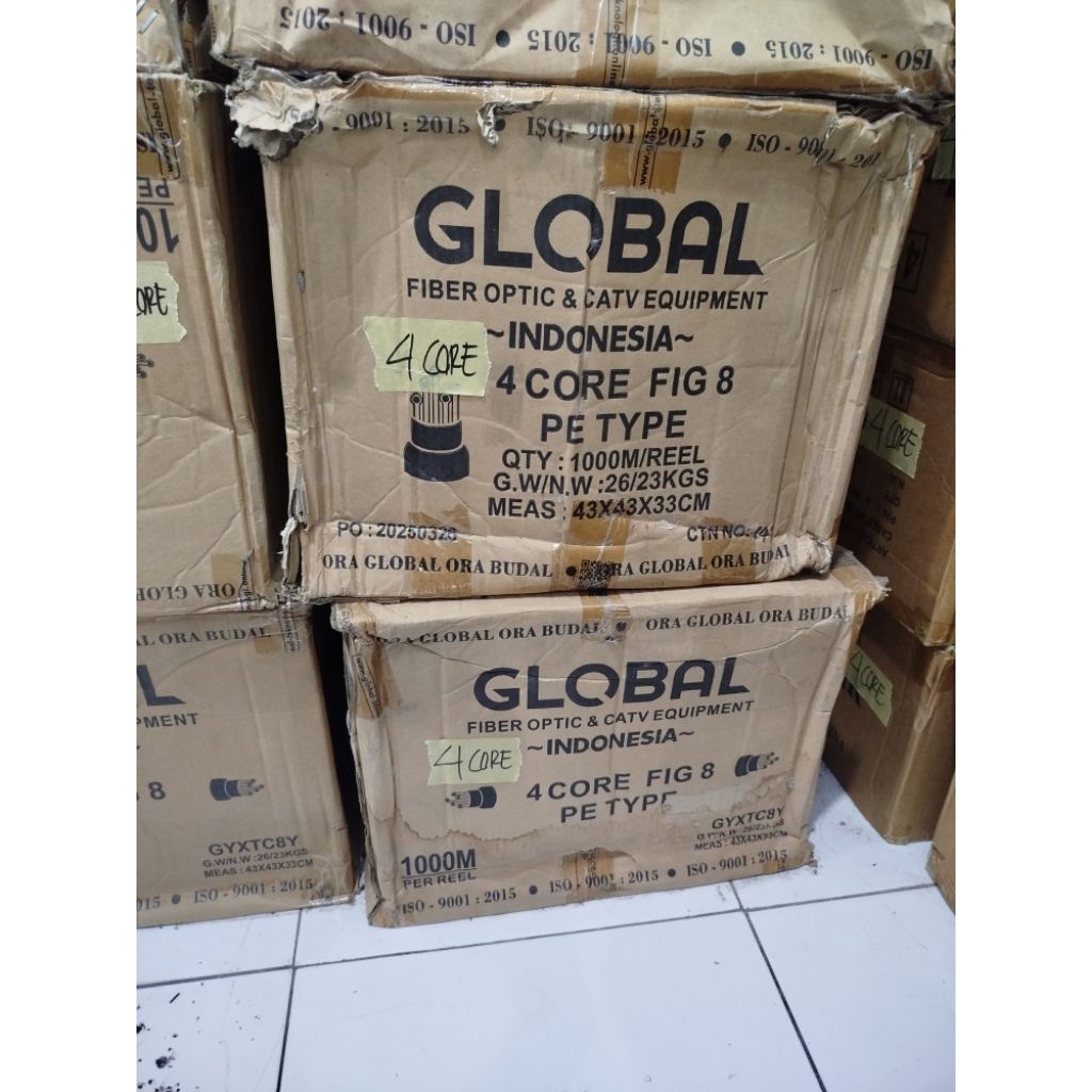 KABEL FIBER OPTIK 4 CORE FIG 8 3,6MM 1000M 1KM GLOBAL PE TYPE ARMOURE