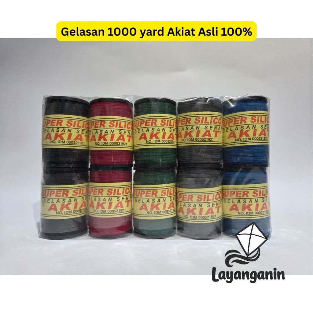Benang Layangan Gelasan 1000 yard AKIAT Original 100% | Super Silicon Tajam Kuat | Aduan Anti Putus