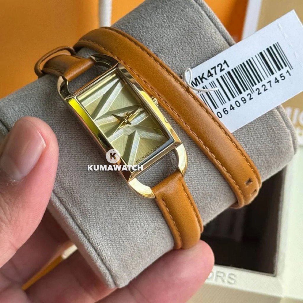 [RARE] Jam Tangan Wanita MK4721 Gold Dial Brown Leather Strap
