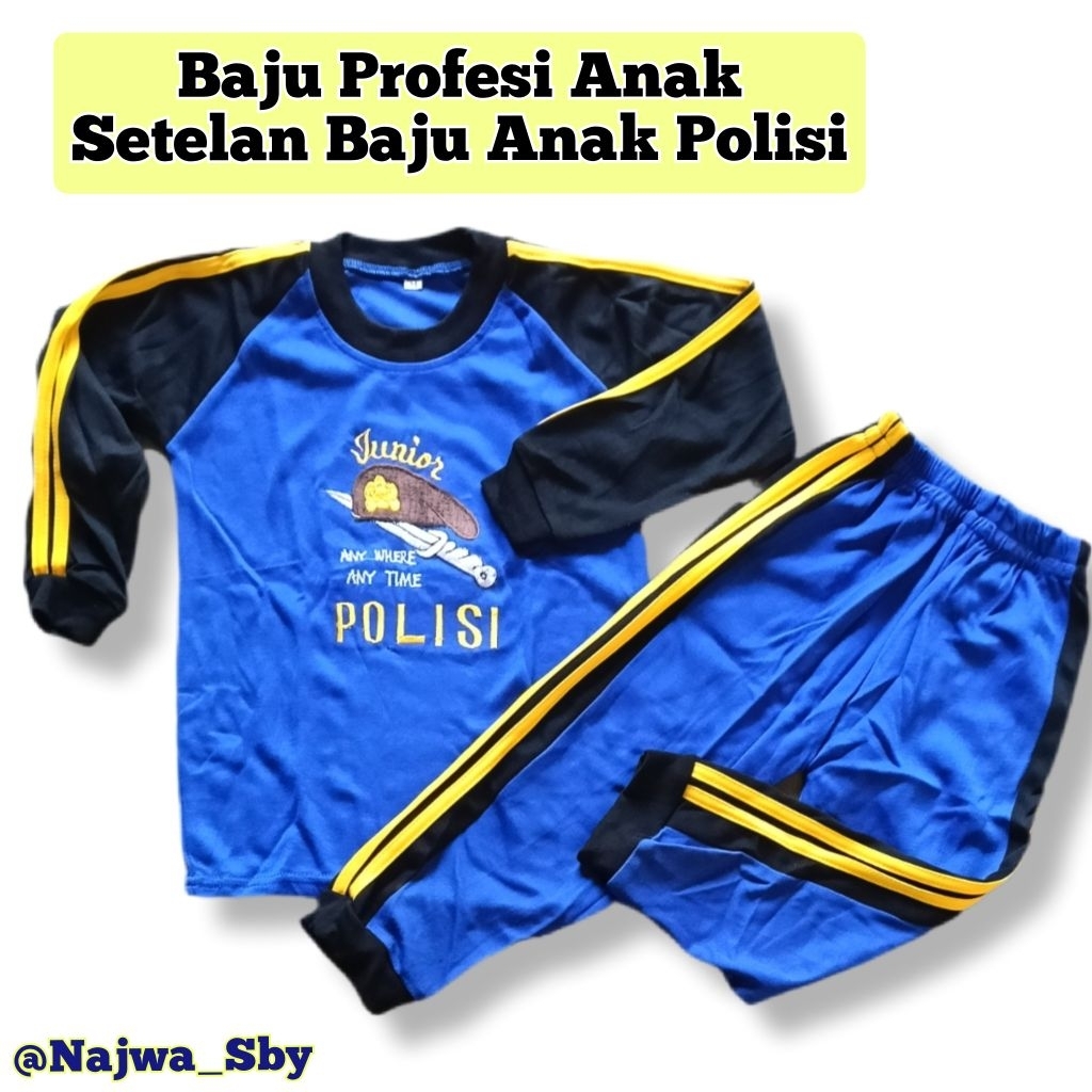 Baju Profesi Anak Setelan Baju Polisi Anak | Setelan Kaos Panjang Polisi Anak | Setelan Kaos Trainin
