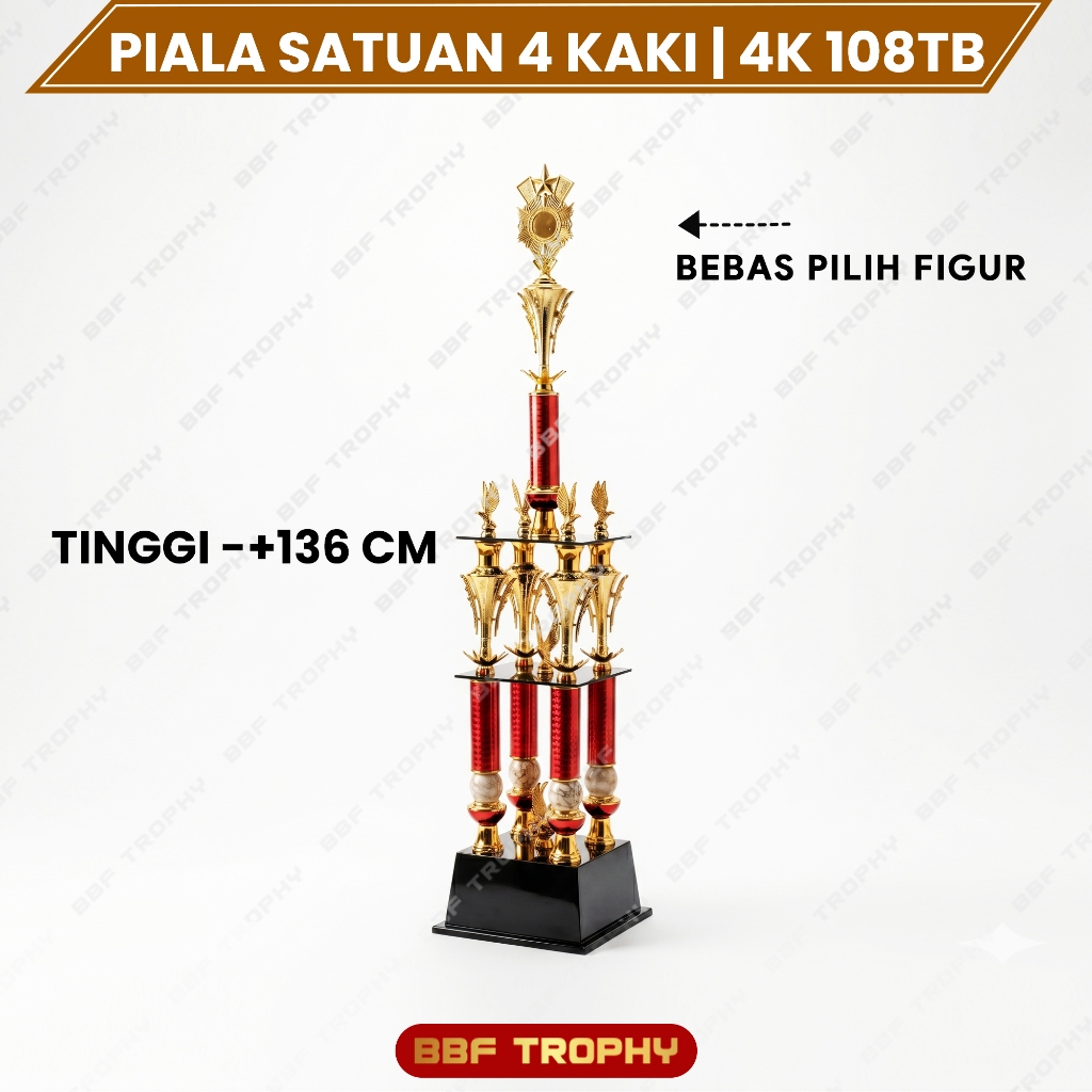 Piala Satuan 4 Kaki Tinggi 136cm Model 4K 108TB  - Trophy Besar Juara Umum Eksklusif Mewah Piala Ber