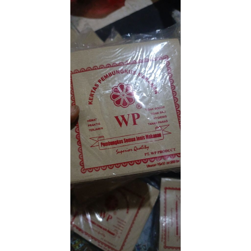 KERTAS MINYAK // KERTAS PEMBUNGKUS MAKANAN UK 15X15  ISI 250 LEMBAR