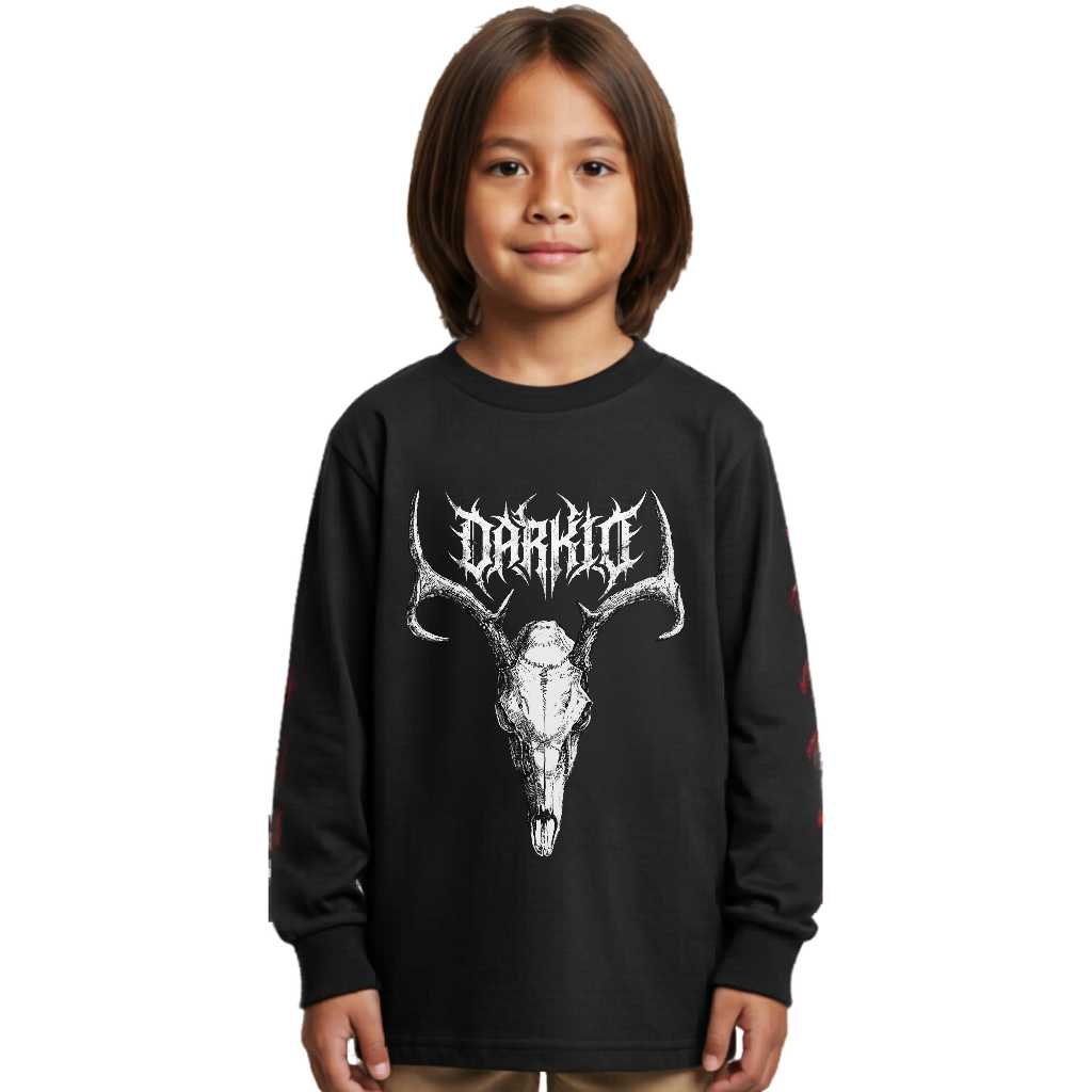 Kaos Anak Lengan Panjang TENGKORAK RUSA – Cotton Combed 24s Premium | Kaos Anak Distro Keren Nyaman 