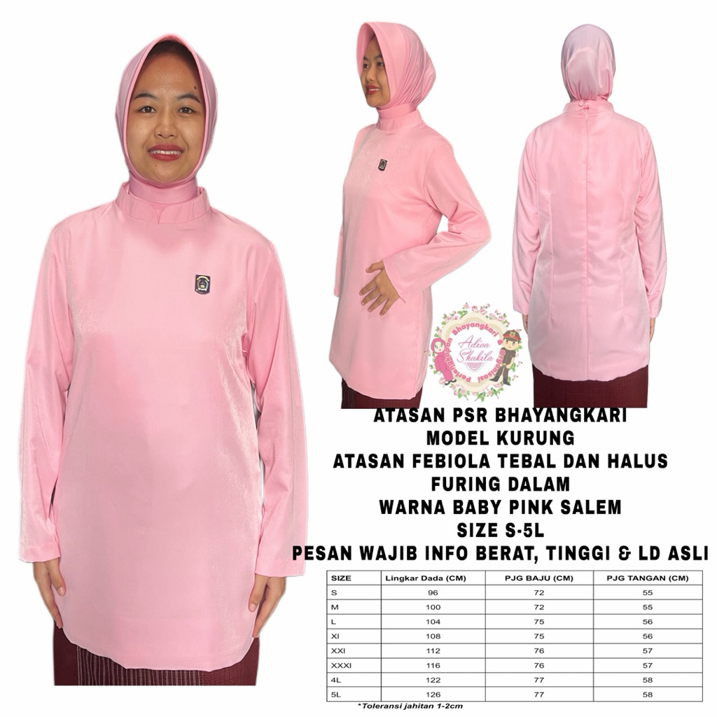 ADIVA - ATASAN SAJA KEBAYA KUTU BARU / KURUNG PSR BHAYANGKARI SUDAH JAHIT | BAHAN MEREK FEBIOLA|  TE