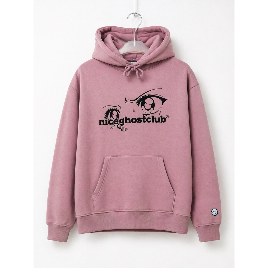 BORDIR EYE LOGO HOODIE_PINK NICE GHOST CLUB