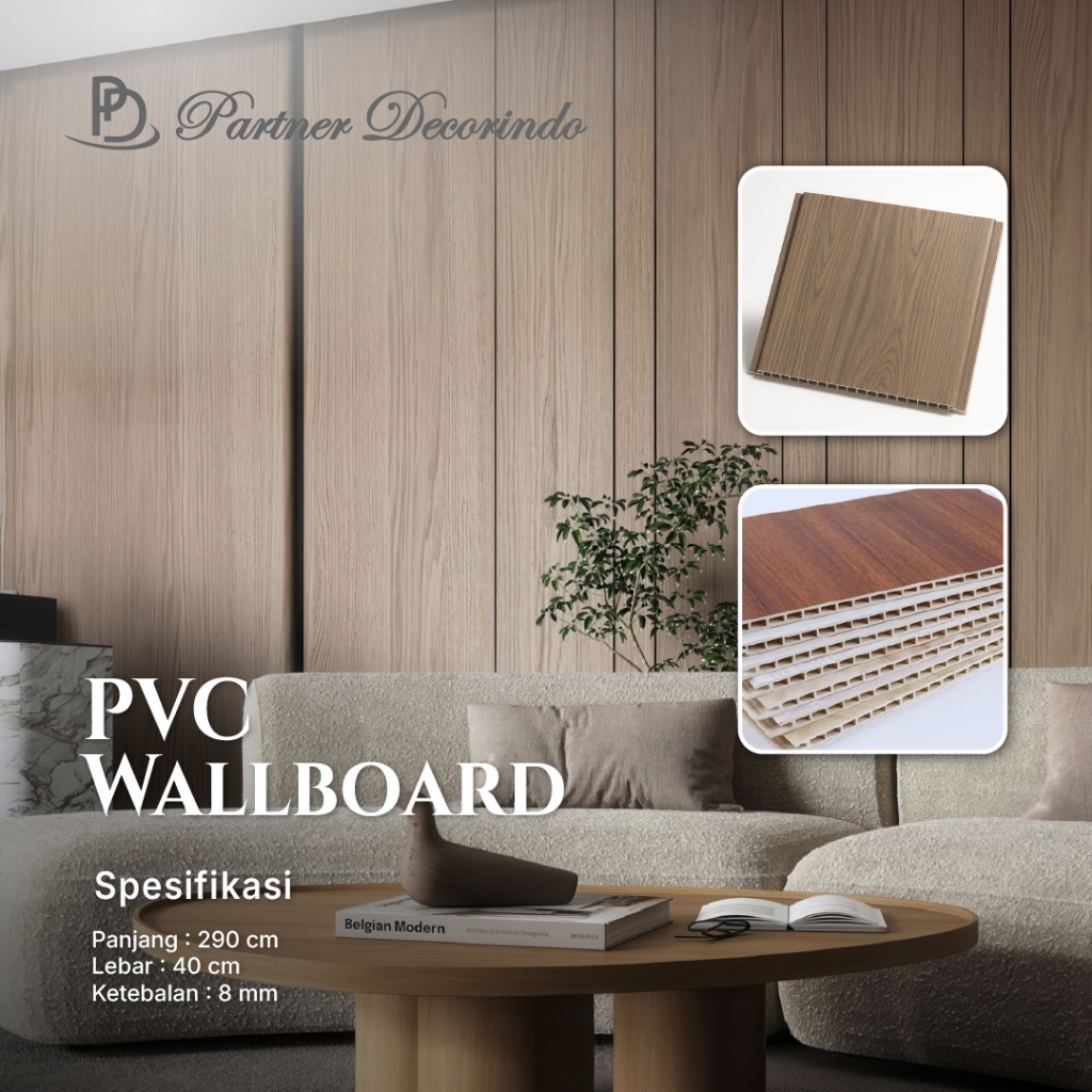 Wallboard PVC Serat Kayu Premium Dekorasi Dinding Backdrop TV 290cm