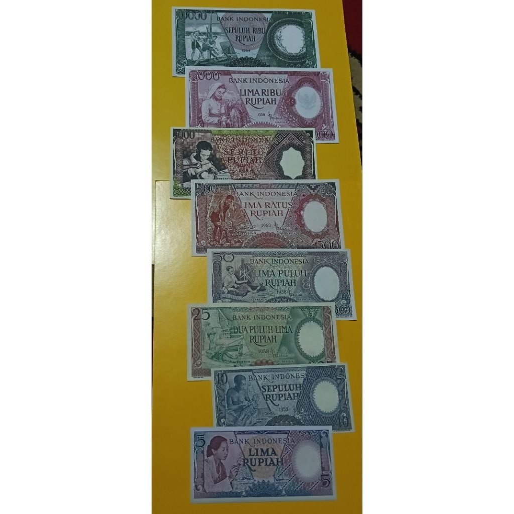 Uang REPRO Indonesia Seri Pekerja 8 Lembar Tahun 1958