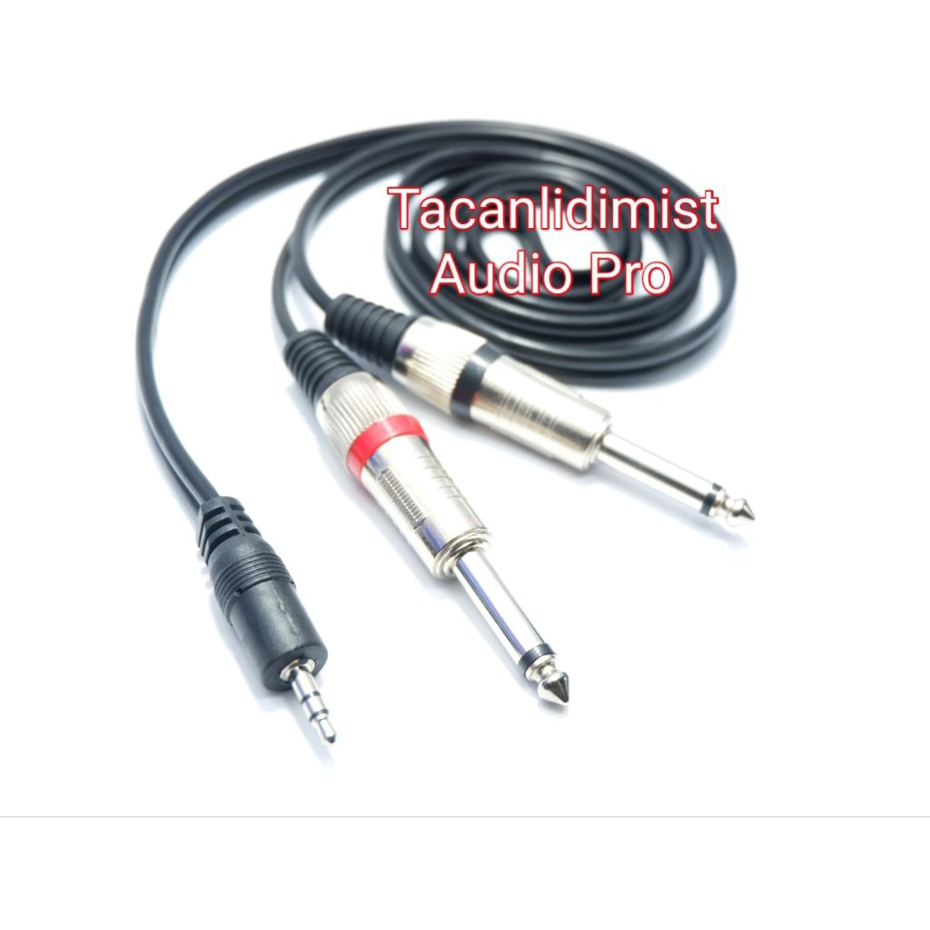 Kabel HP Ke Mixer Jack Mini Stereo 3.5mm To 2 Akai Mono 6.5mm kabel Atn Berkualitas