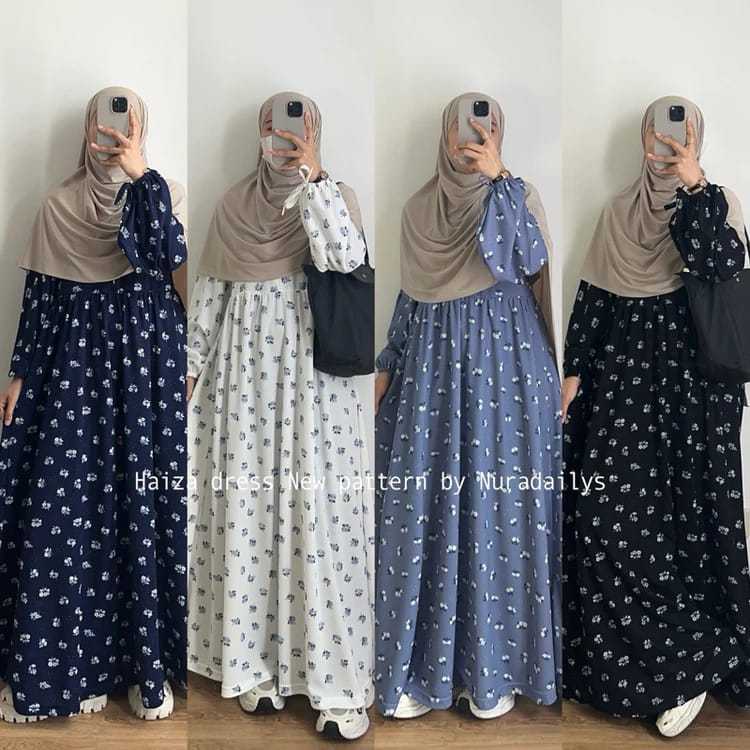 Dress Muslim Wanita Aurel Rayon Premium dengan Aksen Pita Lengan Balon