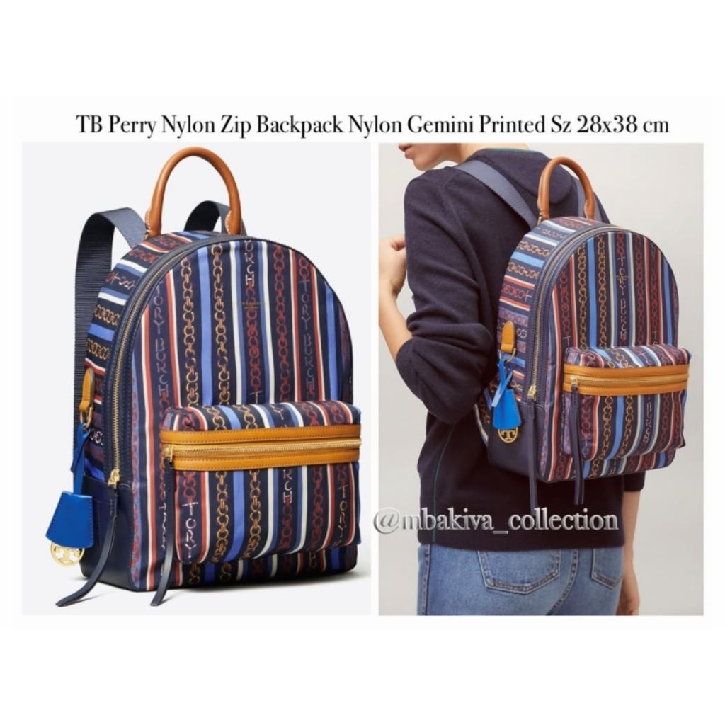TB Perry Nylon Zip Backpack Nylon Gemini Printed