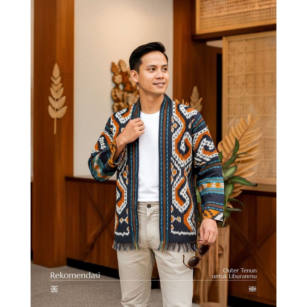 outer batik tenun unisex, outer tenun pria, outer tenun wanita batik