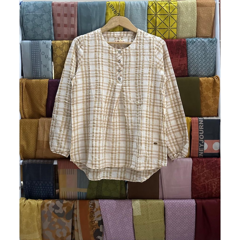 Alma Yellow Blouse Krinkle - CORNICHE, Pakaian Wanita
