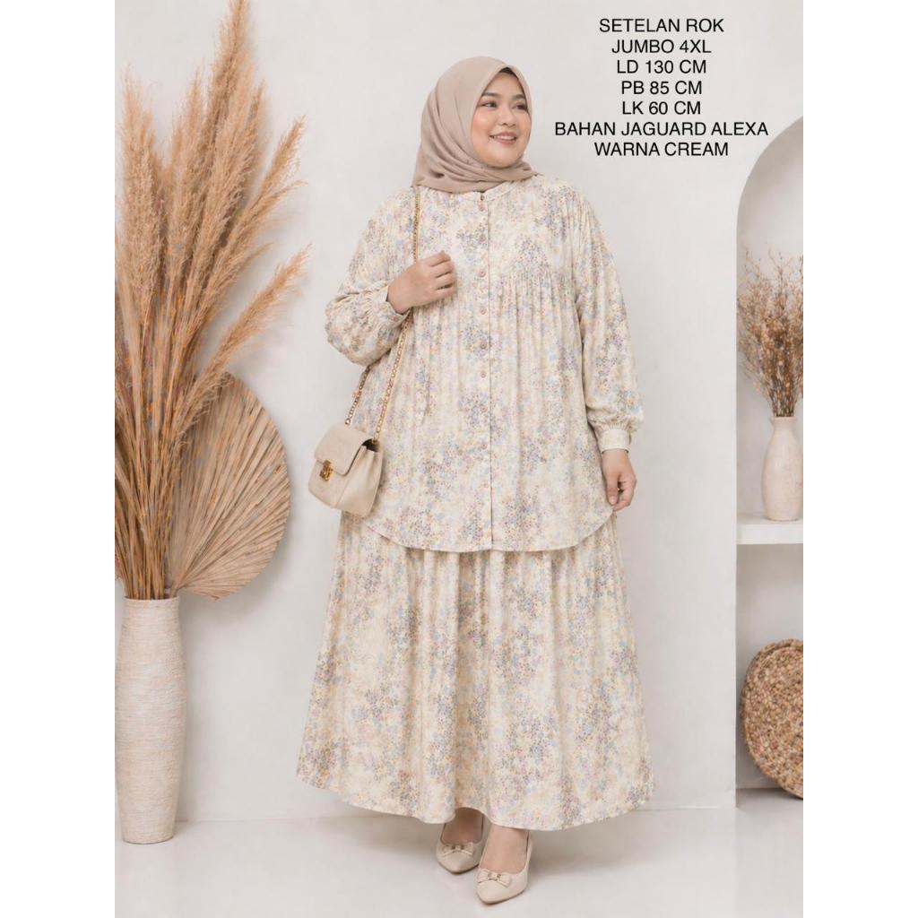 Setelan Rok Jumbo Bigsize Ld 130 Cm Model Kekinian - Set Rok Alexa