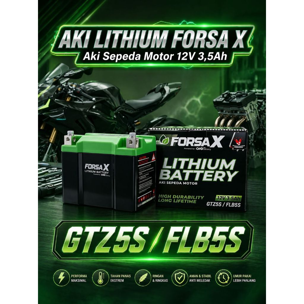 AKI MOTOR LITHIUM FORSA X GTZ5S 12V 3.5Ah HONDA BEAT VARIO