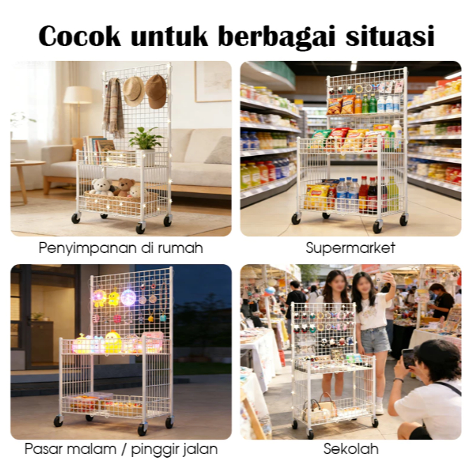MV Booth Portable Gerobak Lipat Besi Anti Karat Meja Lipat Jualan Bongkar Pasang Rombong Multifungsi
