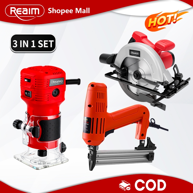 REAIM Circular Saw Dan paku tembak kayu Dan Mesin Profil Kayu 3in1 Kombinasi Pertukangan Alat Penjep