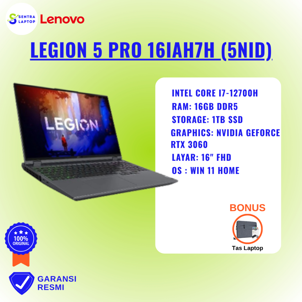 Lenovo Legion 5 Pro 16IAH7H (5NID) Core i7-12700H 16GB DDR5 SSD 1TB RTX3060Ti 16"WQXGA