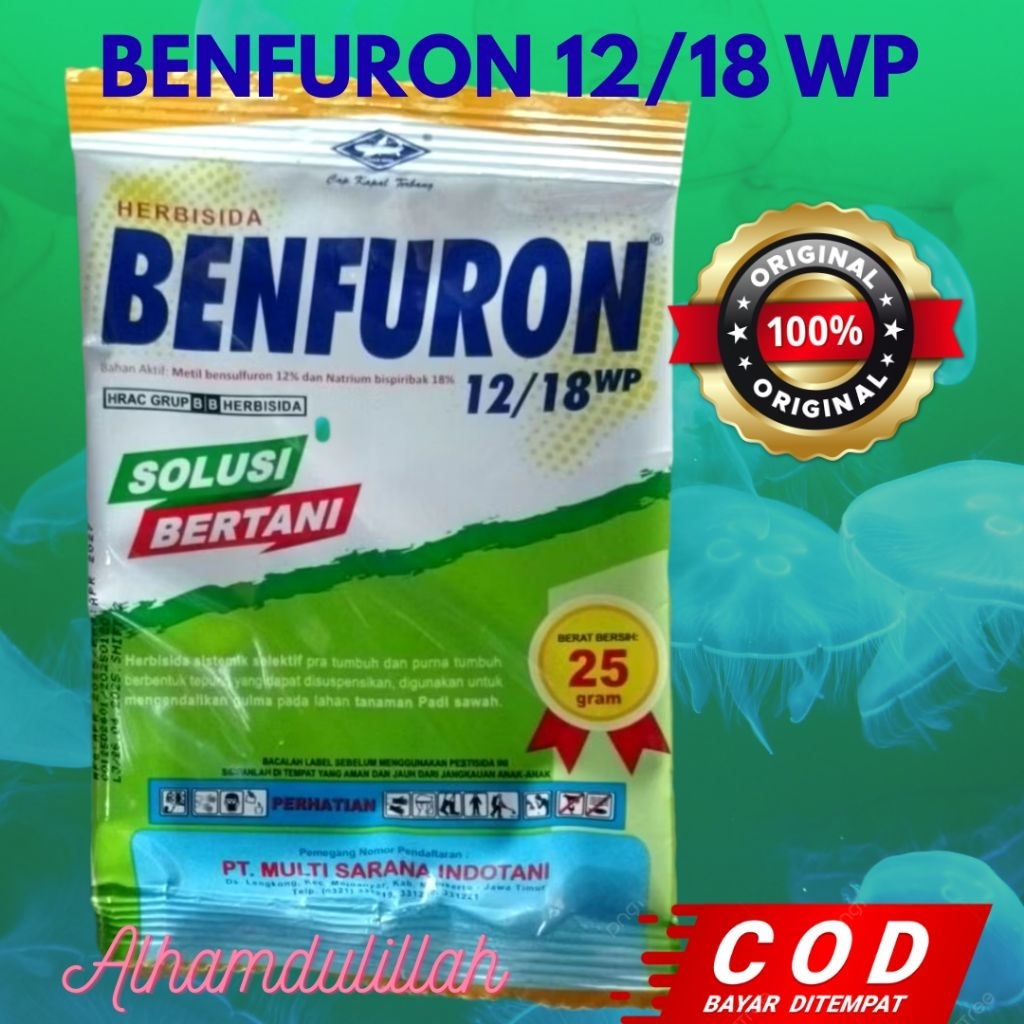 Herbisida Benfuron 12/18 WP kemasan 25 Gram aman untuk tanaman padi Original 100%