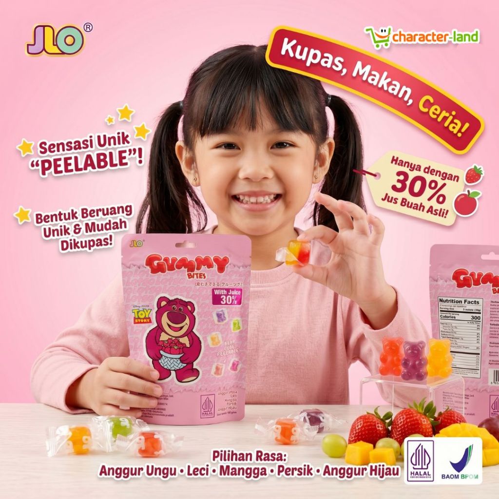 Gummy Bites LOTSO Toy Story - Permen Jelly Bear Cube Peelable (Bisa Dikupas) Rasa Buah