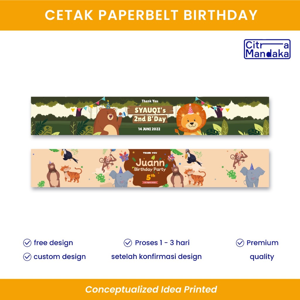 Cetak Paper belt Birthday Bento Box Ulang Tahun Custom | Label Bento Roller Label Pengikat Makanan