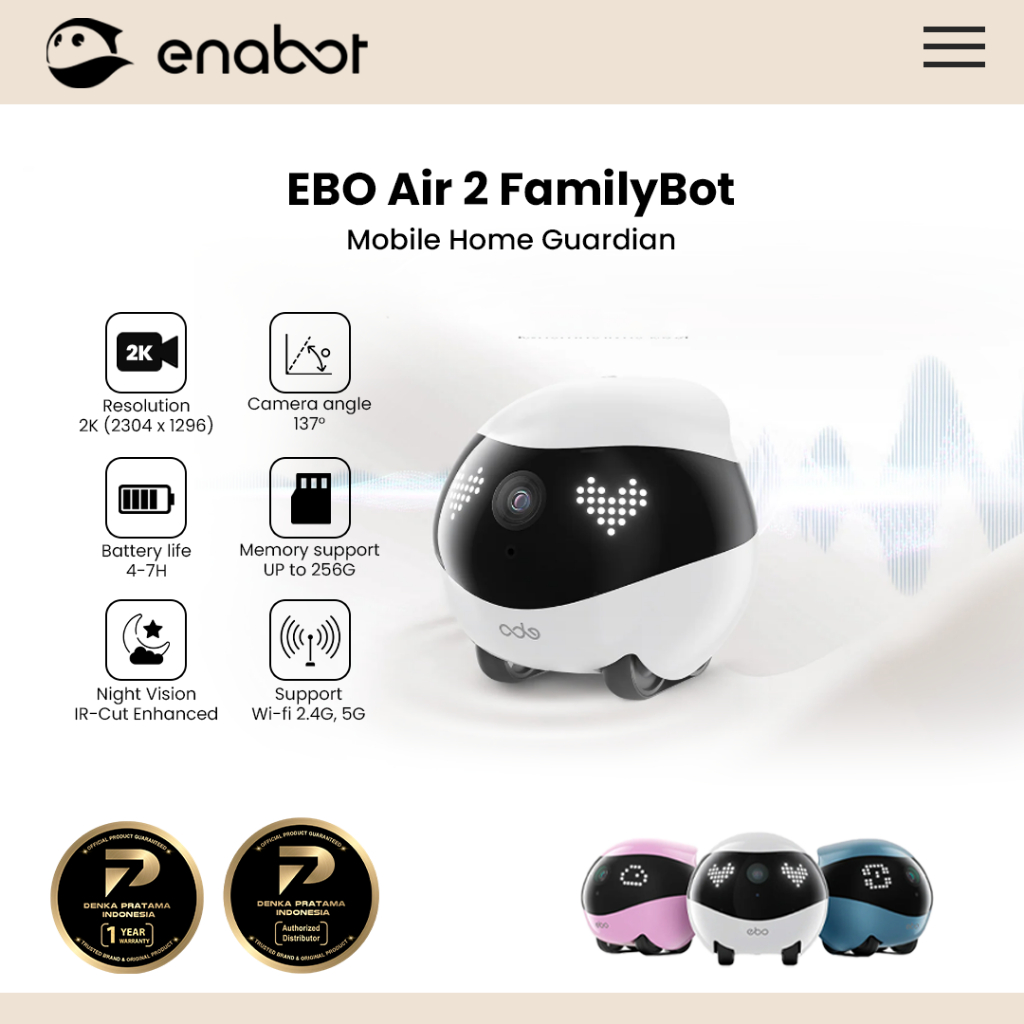 Enabot - ebo air 2 familybot - 2k smart cctv camera with night vision
