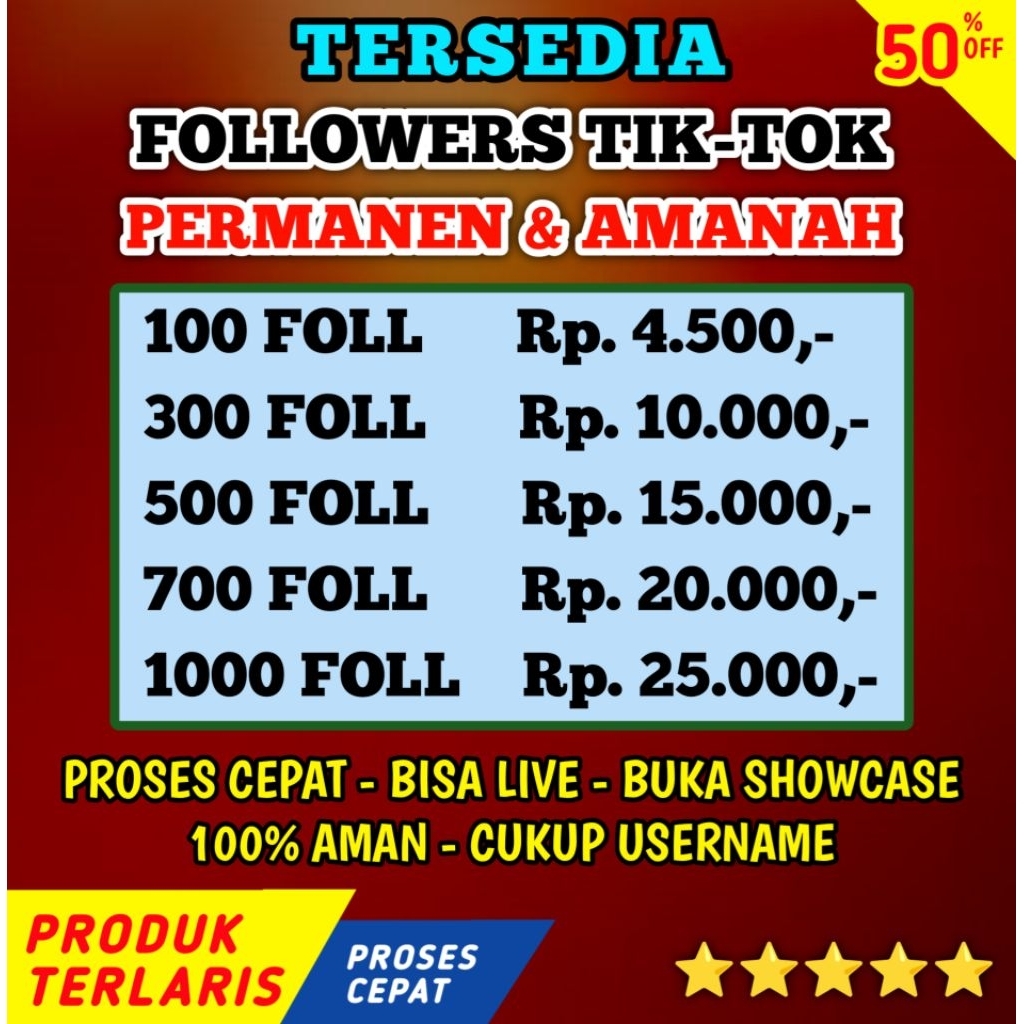 Ready Followers TikTok Akun Aktif Bisa Live Permanen