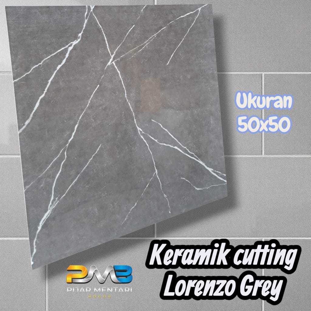 Keramik Cutting Lantai Dinding LORENZO GREY 50x50 PLATINUM
