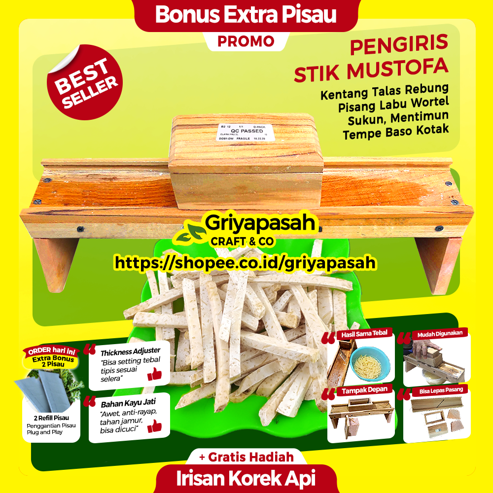 Alat Pisau Pengiris Pemotong Stik Kentang Rebung Lumpia Talas Mustofa Korek Api Diah Didi GRIYAPASAH
