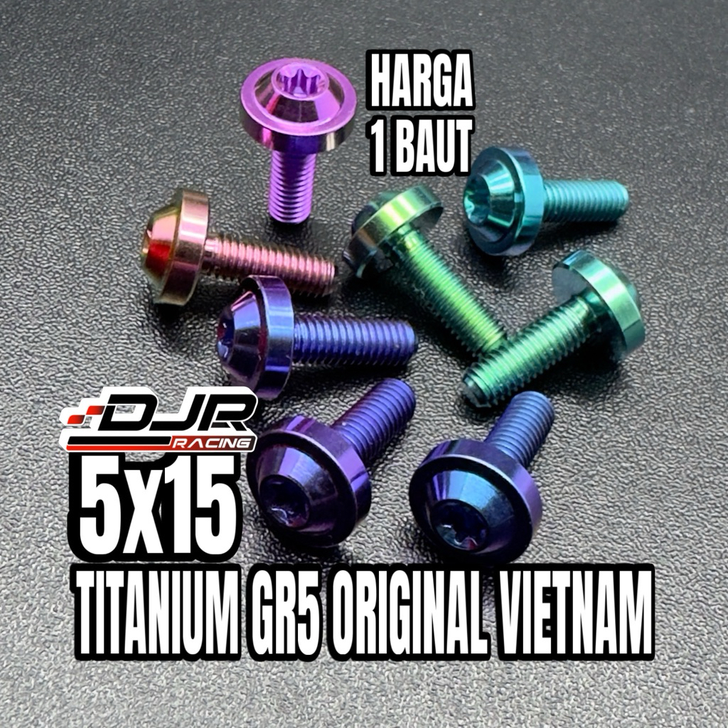 Baut 8 Titanium 5x15 Big Head baut 8 panjang 1.5 cm Original Vietnam
