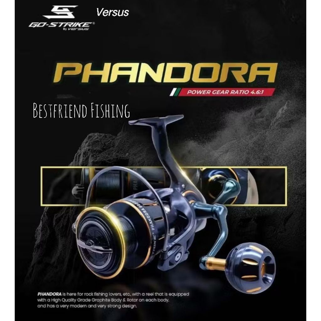 Reel Go-Strike Versus PHANDORA 8000PG - Power Handle, Tahan Lama untuk Pemancingan Laut