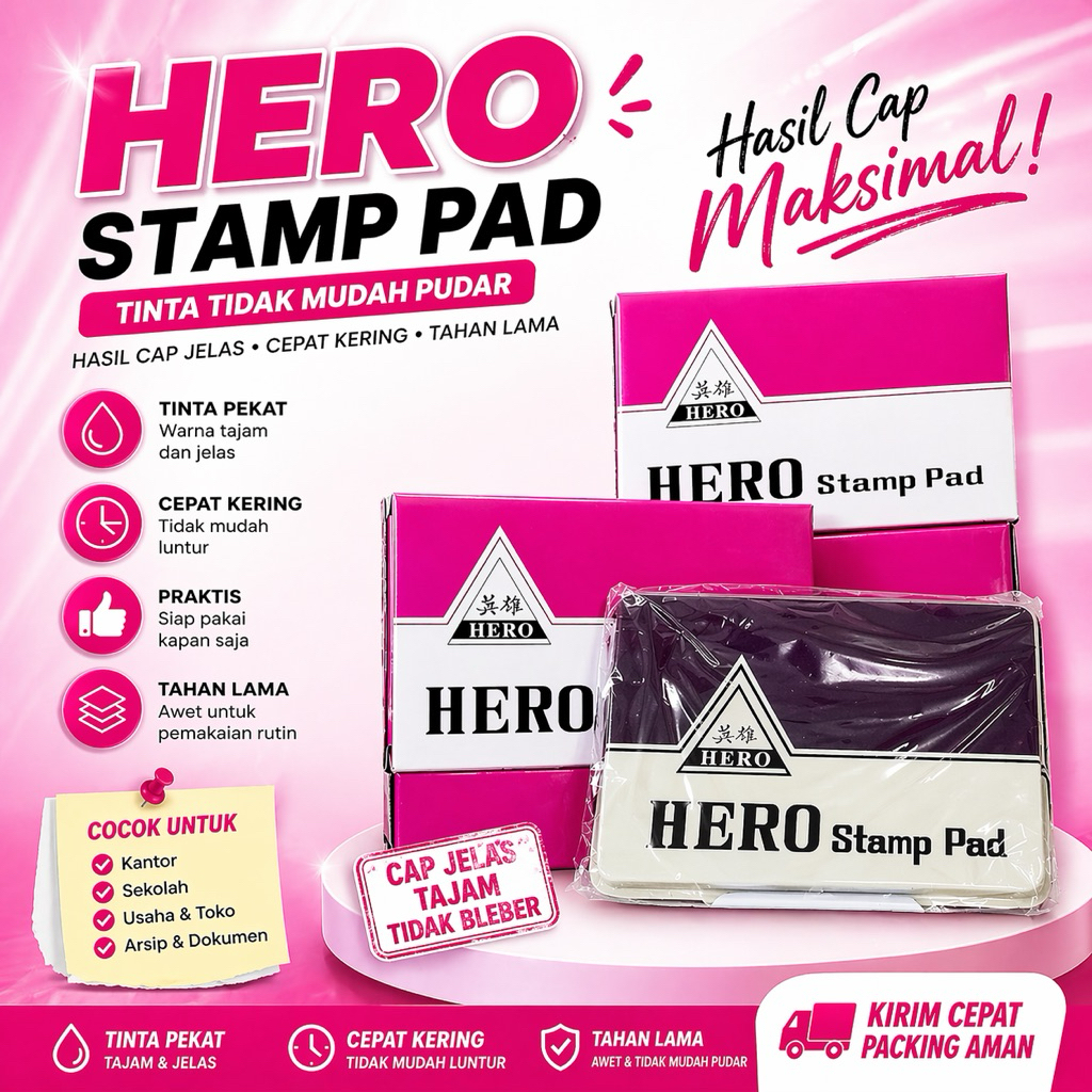 stamp pad - bantal stempel hero - bak stempel - stempel