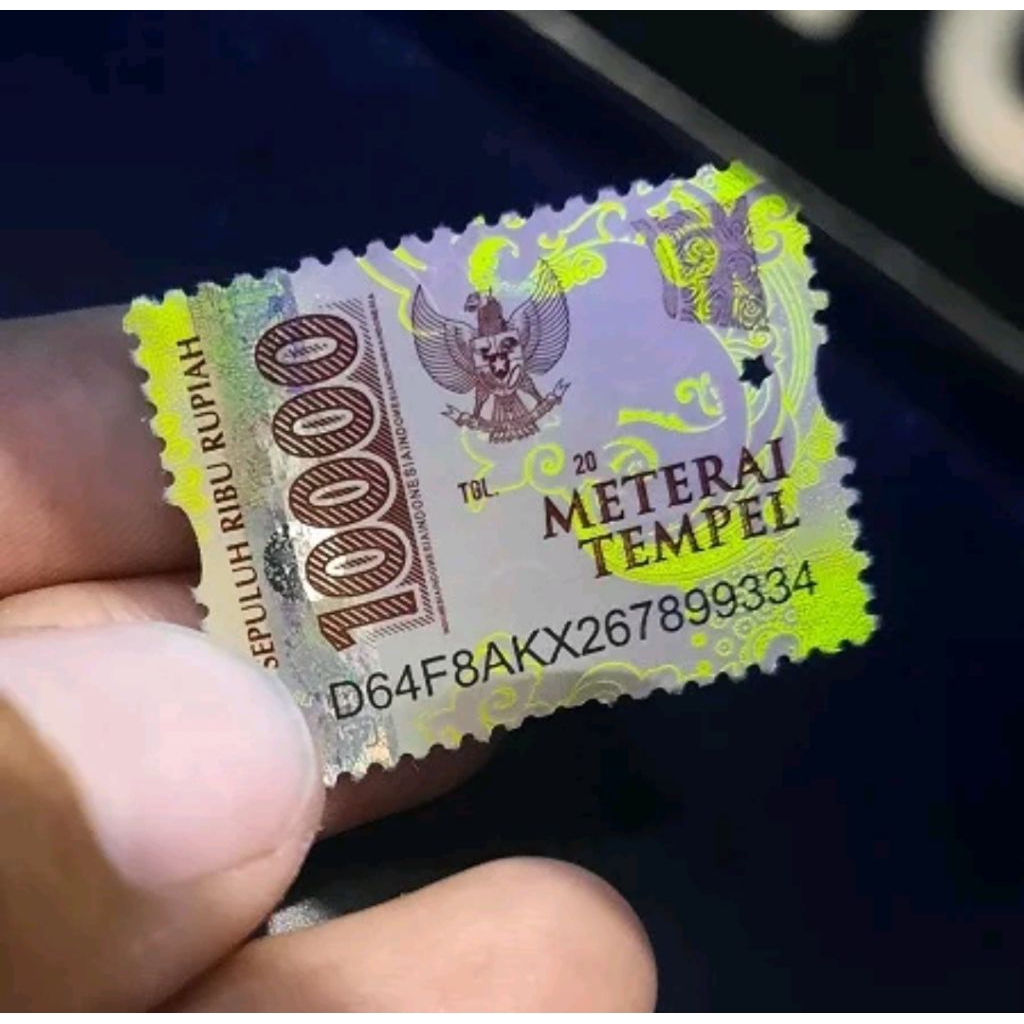 1 Lembar / 50 Pcs Materai Tempel Resmi 10000 Original - Resmi dari Pos Indonesia, Berkualitas Tinggi